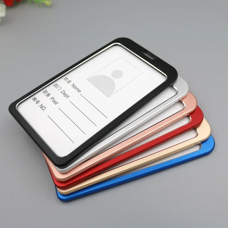 New Fashion Card Cover Women Men Aluminum Alloy Work Name Card Holders Business Work Card ID Badge Lanyard Holder Metal Bags