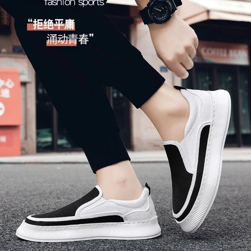 

YSHUNIJ 2025 Autumn Breathable New Canvas Shoes Men's Versatile Thick Soled Board Shoes One Step Casual Trendy Shoes Flat