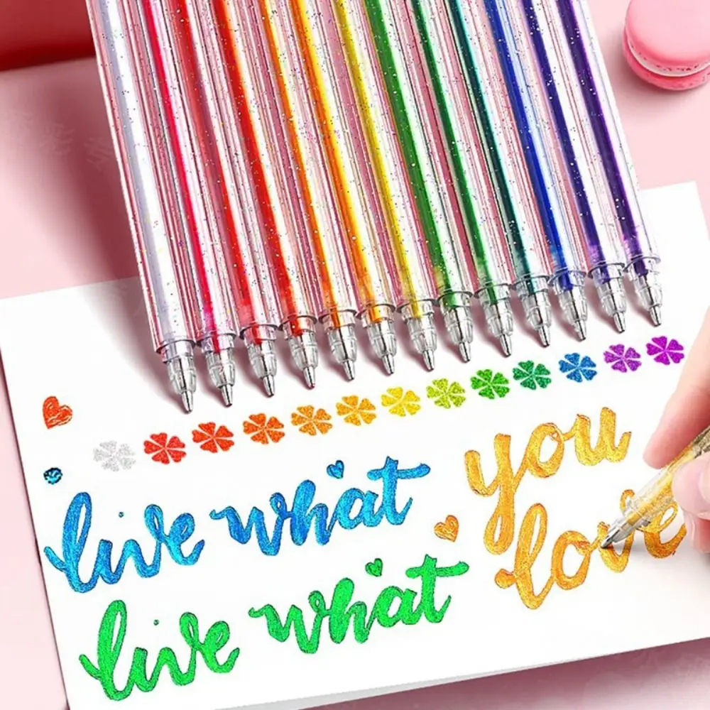 

8/12/24/36/48/60Colors 8/12/24/36/48/60 Colors Glitter Gel Pen Large Capacity DIY Handwriting Quicksand Fluorescent Pen