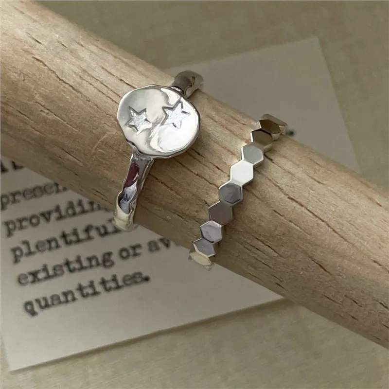 

Sam Panda 925 Sterling Silver Hexagon Ring For Women Korean Creative Design Versatile Minimalist Geometry Jewelry Gift Dropship