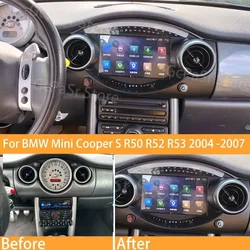 Android 14 Navigator Car Radio For BMW Mini Cooper S R50 R52 R53 2004 -2007 Monitor Screen Multimedia Carplay GPS NO 2DIN DVD BT