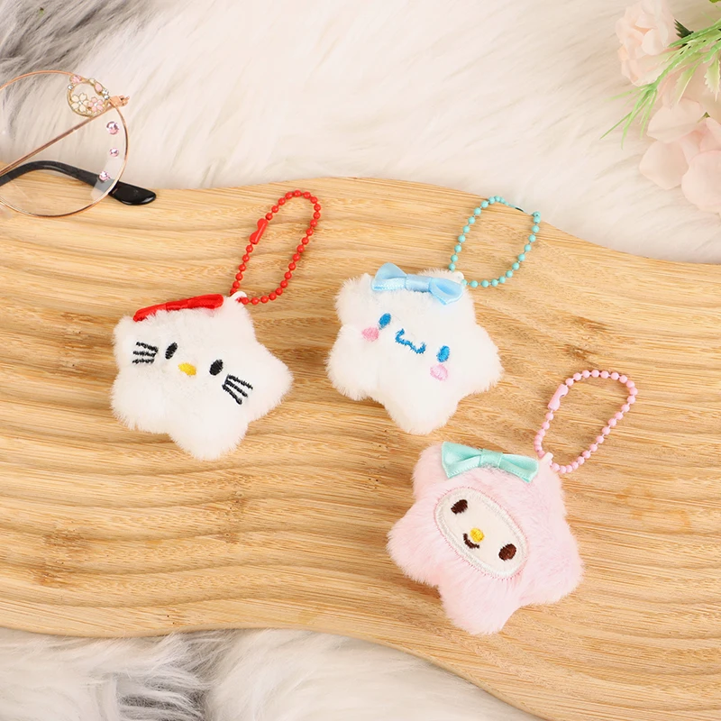 Pluche Ster Sanrio Hanger Cartoon Hello Kitty Kuromi Melodie Zachte Gevulde Pop Sleutelhanger Auto Sleutelhanger Rugzak Tas Versiering Cadeau