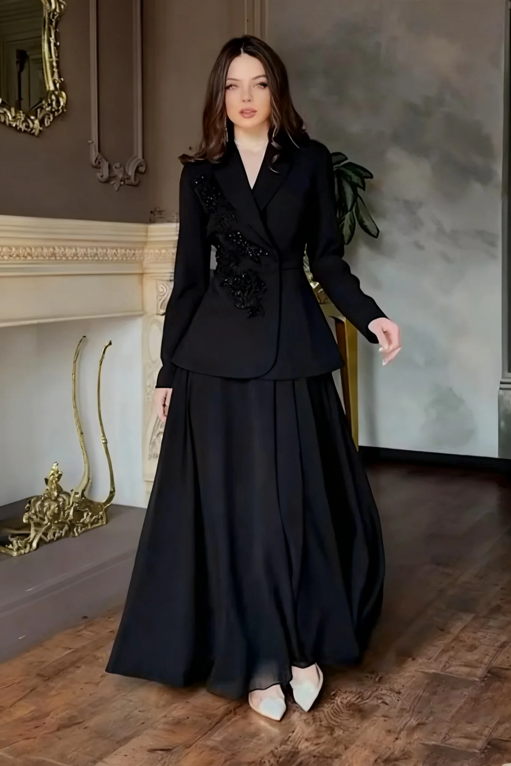 Veste Blazer en dentelle à paillettes pour femmes, ligne A, coupe cintrée, vêtements de cérémonie, pardessus personnalisé, tenue de soirée