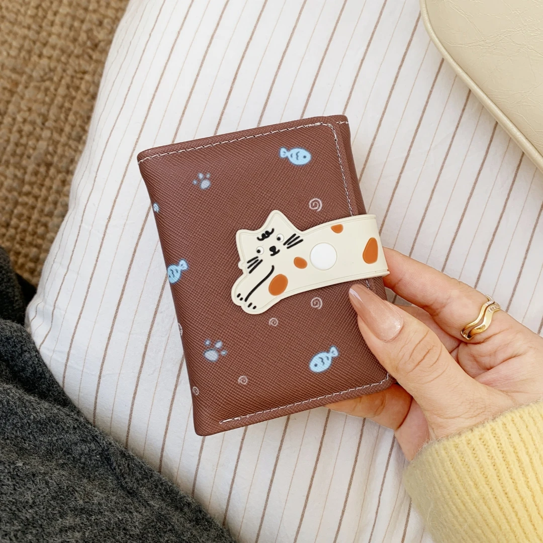 Tri-Fold Wallet Practical Cute Women Wallet Pu Leather Coin Purse  Wallet For Travel Organizing Shopping