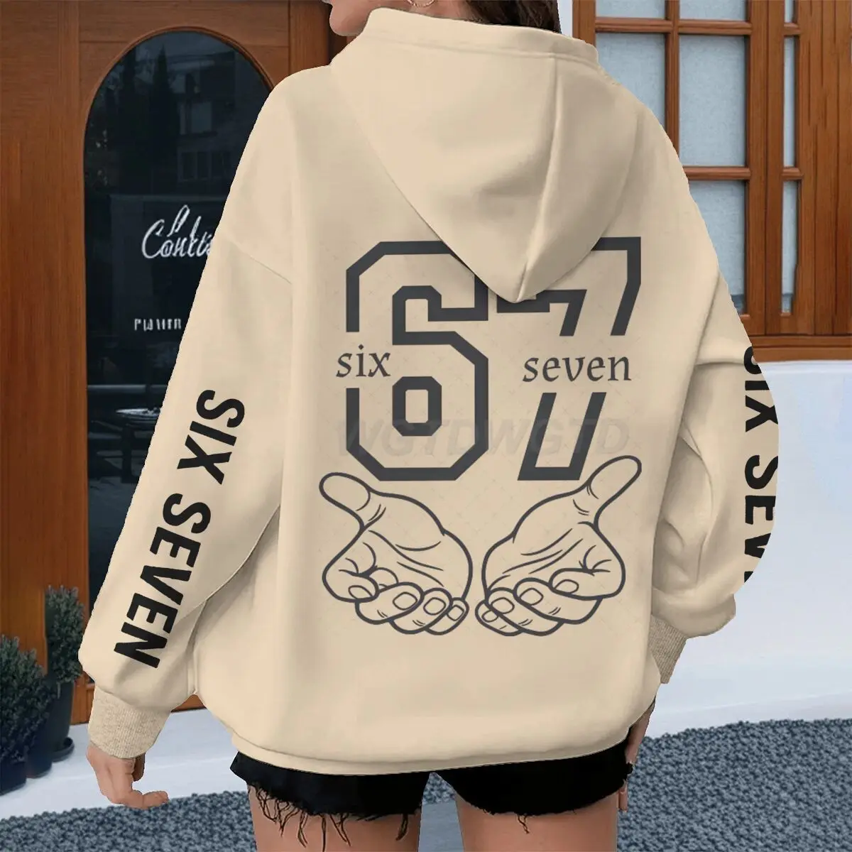Six Seven Fun Palm & Number Cartoon Hoodies Langarm Frühling Autumnn Männer Frauen Streetwear Fashion Six Seven Unisex Hoodie