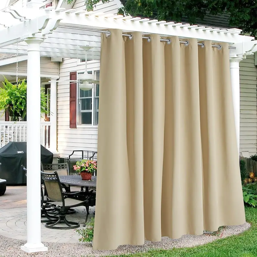 

Extra Wide Outdoor Curtains for Patio Waterproof Windproof Blackout Curtains for Porch Pergola Arbor Lanai Pool House Outside De