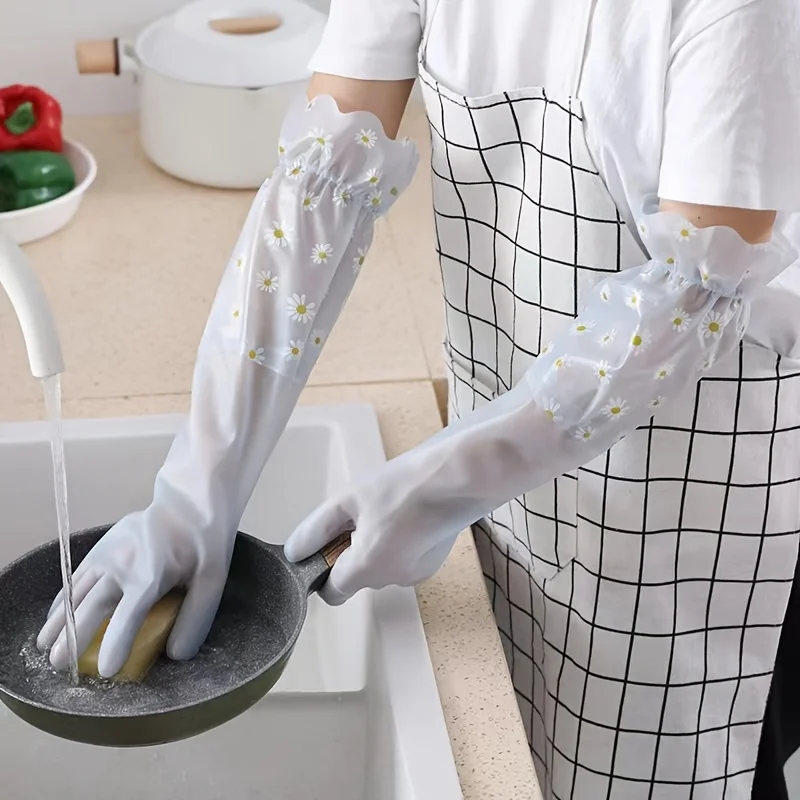 

Household Cleaning Gloves, Thickened, Durable, Long, Dishwashing, Kitchen, Laundry