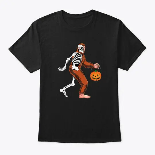 

Funny Bigfoot Skeleton Pumpkin Halloween T-Shirt Made in the USA Size S to 5XL