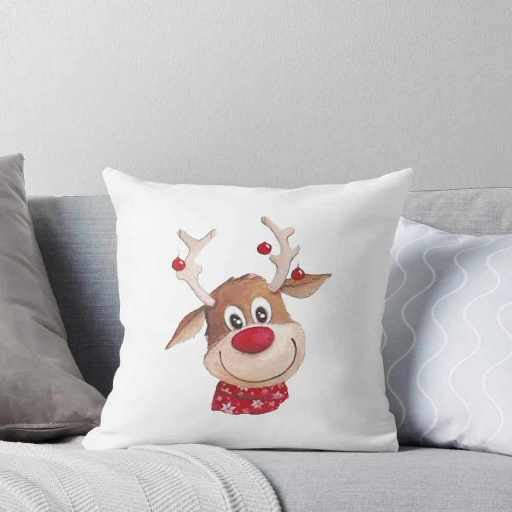 

Rudolph The Red Nosed Reindeer Throw Pillow Plaid Sofa pillows decor home Christmas Cushion For Home Custom Cushion Photo pillow