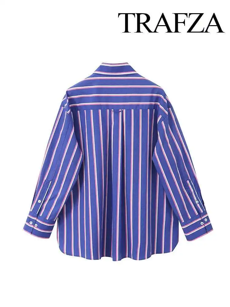 

Babyoung Summer Fashion Women Blouses Purple Stripe Turn-Down Collar Long Sleeves Single Breasted Female High Street Shirts