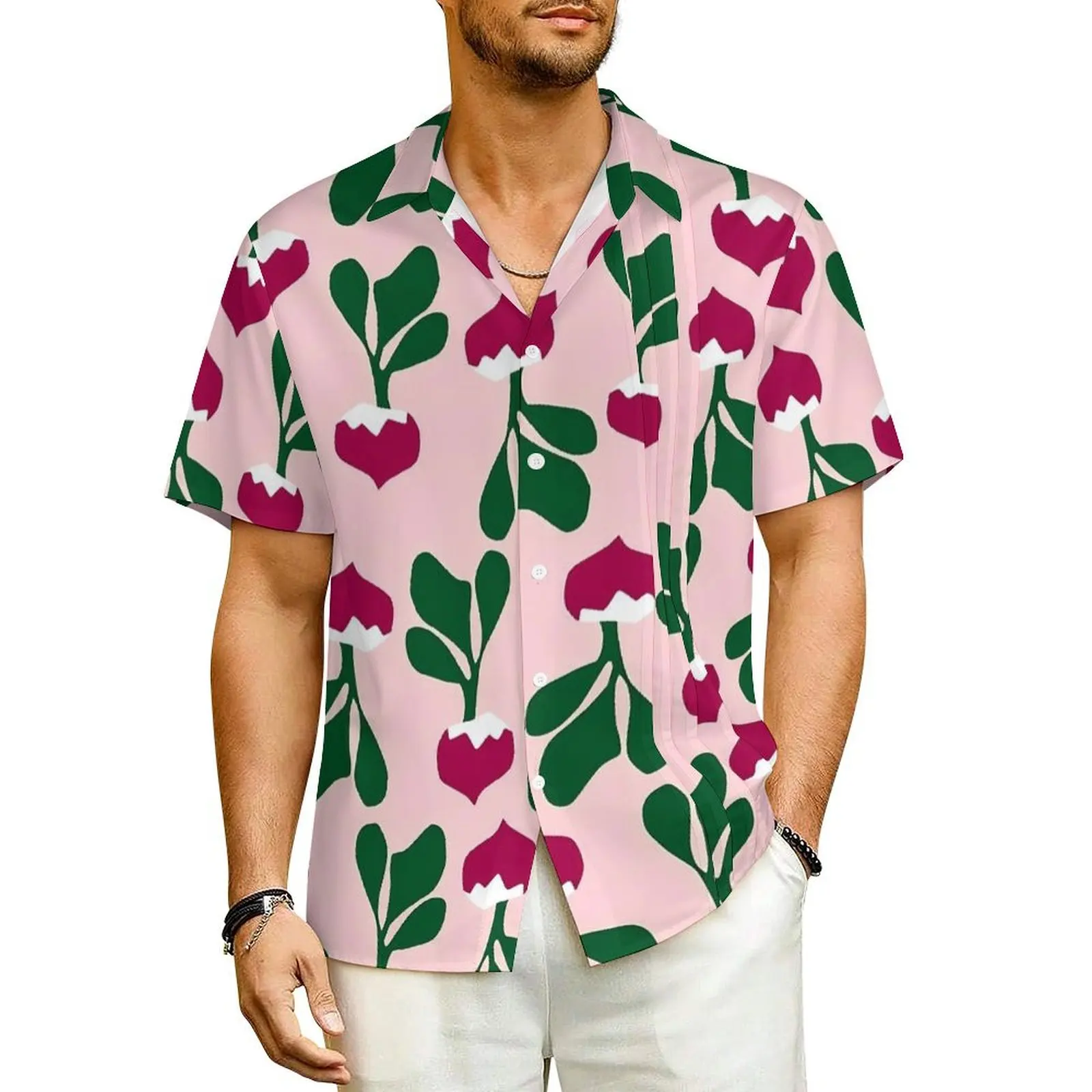 

Cute Radishes Casual Shirt Vegetable Elegant Hawaiian Shirts Men Short Sleeve Beach Y2K Funny Custom Plus Size Blouses