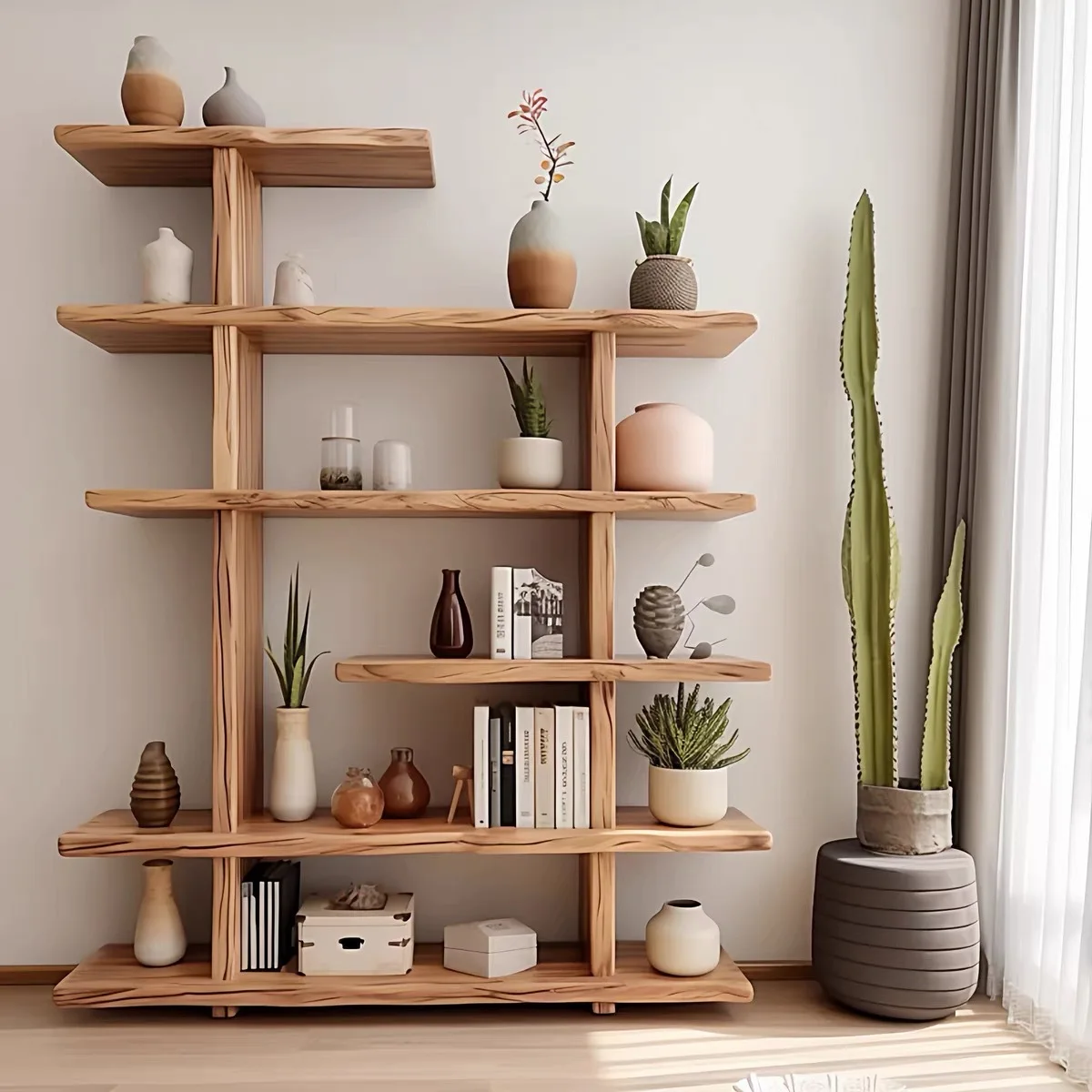 Solid wood  Bogu shelves Shelves Customized creative multi-layer library shelves Display  Wall storage