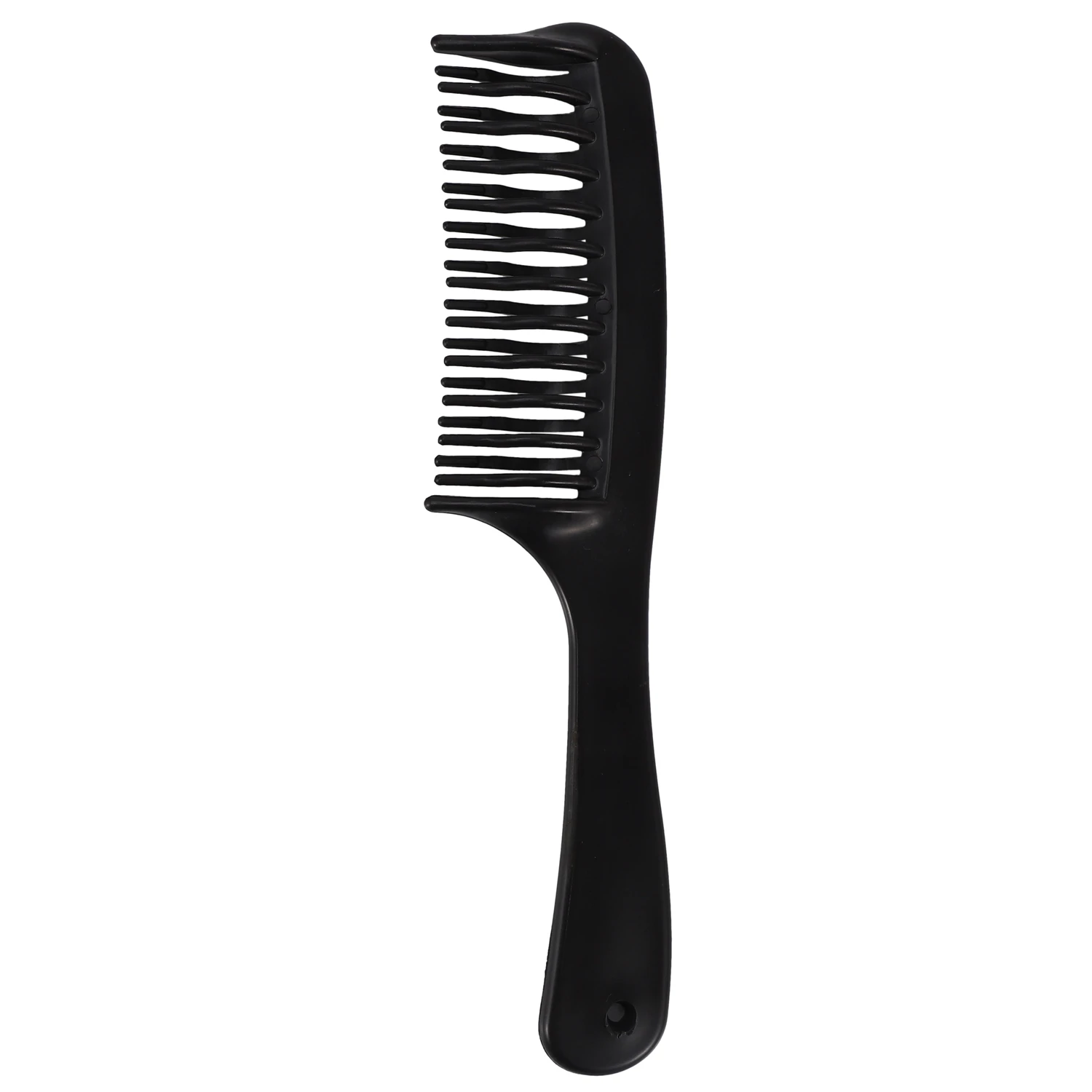 Peine de champú para desenredar dientes de doble fila negro con mango para cabello húmedo y rizado largo