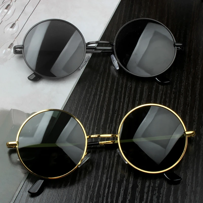 Retro Round Sunglasses Women Men Small Frame Sun Glasses Popular Fishing Leisure Black Driving Eyewear Sunshade Photography