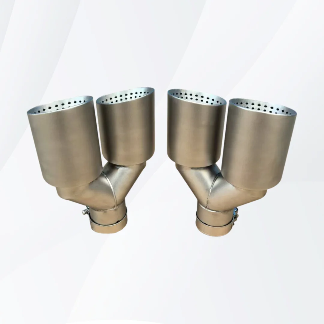 

1Pcs Automobile universal stainless steel exhaust nozzle double-outlet exhaust tail throat matte exhaust tip