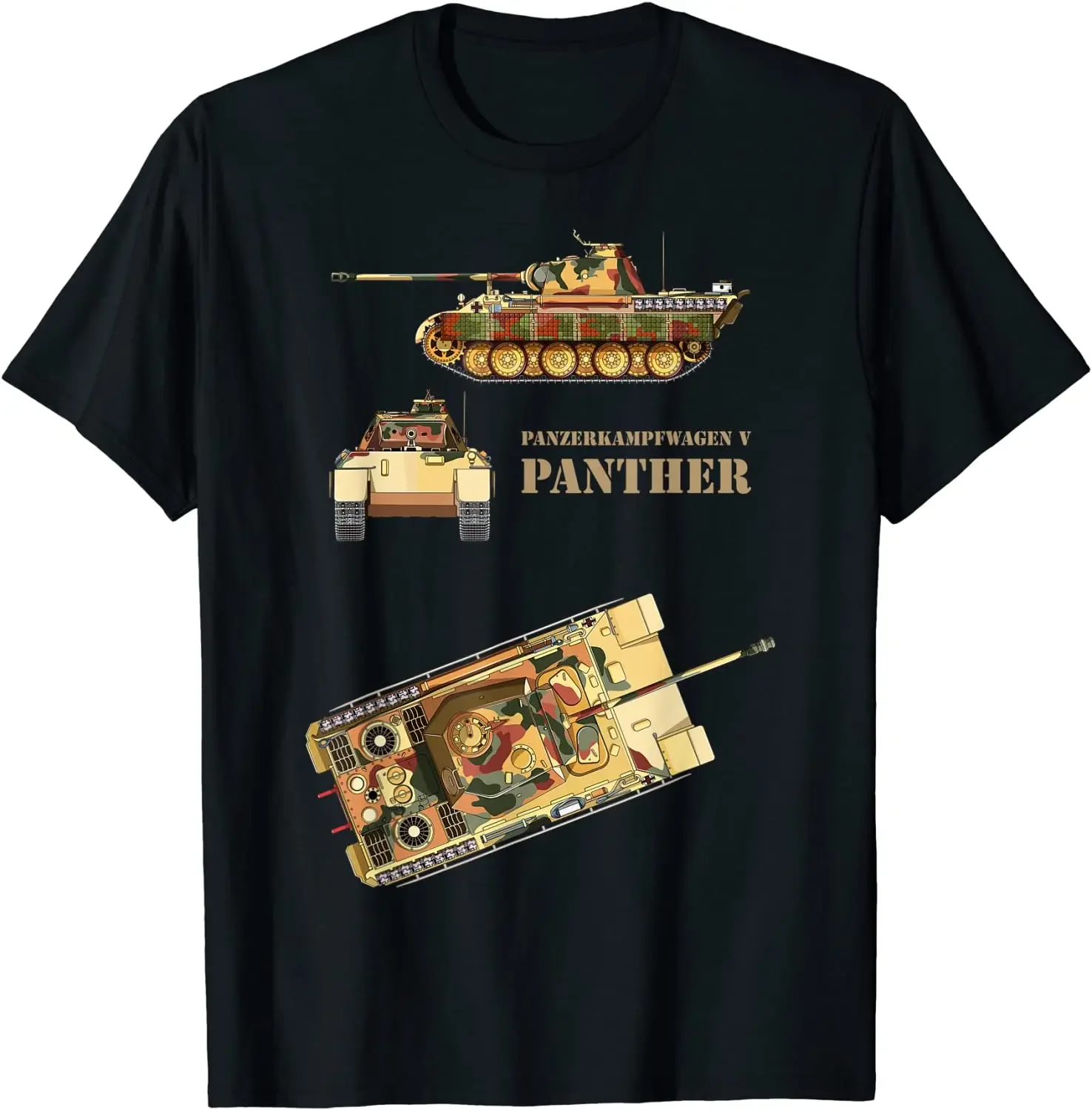 Panzer V Panther Tank Diagram T-Shirt. Summer Cotton Short Sleeve O-Neck Mens T Shirt New S-3XL