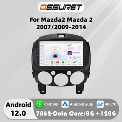 4G Carplay Android Auto Car radio For MAZDA 2 2007-2014 Multimedia Player Autoradio GPS navi Stereo car intelligent systems swc
