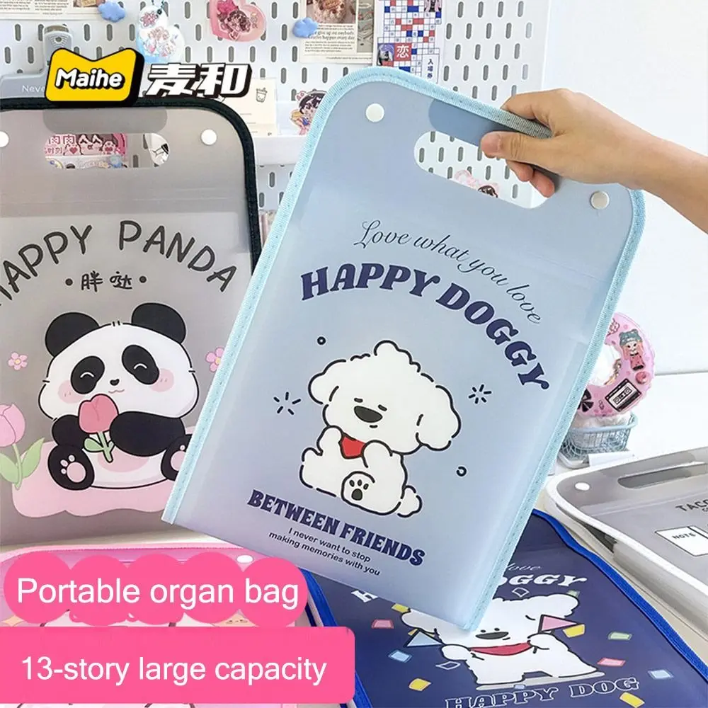 

13 Pockets File Folder Multifunction PP Waterproof Document Bag Large Capacity Test Paper Storage Folder School Office