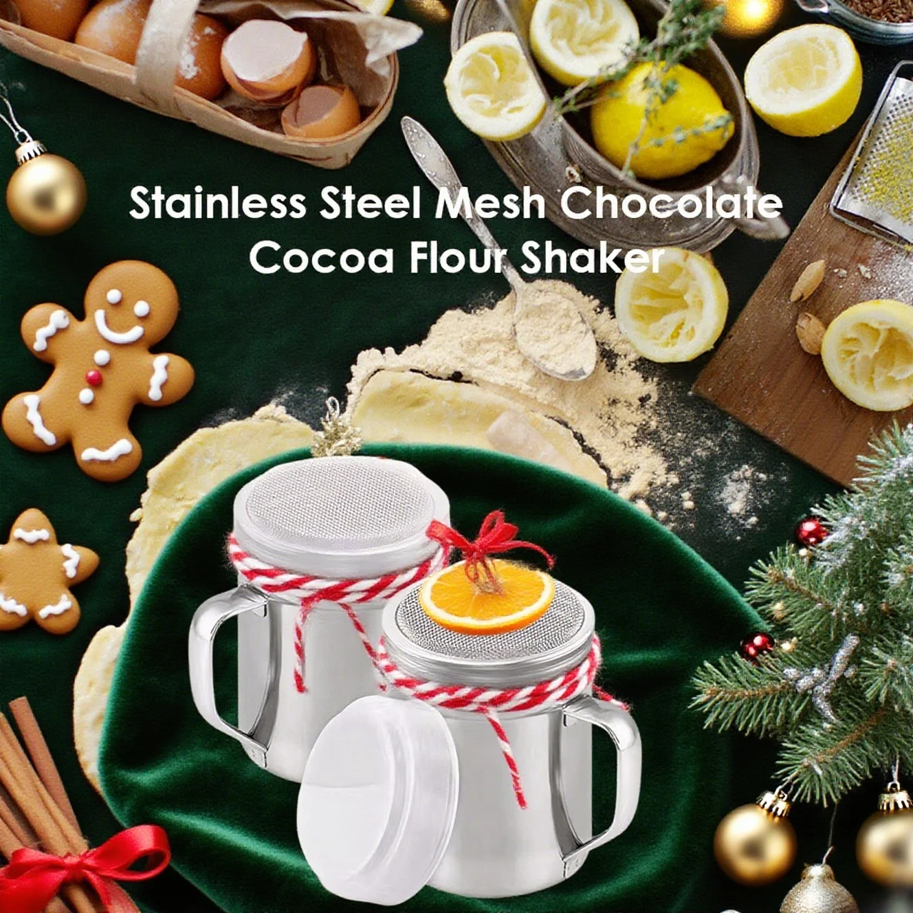 Steel Chocolate Sugar Shaker Cocoa Flour Coffee Sifter With Handle Coffee Stencils Template Strew Pad Duster Spray Cafe Accessor