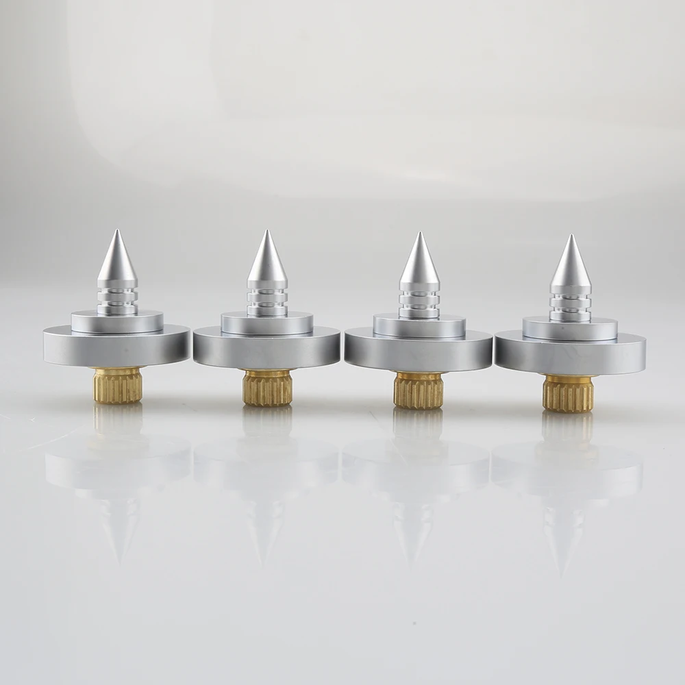 4 Perak F4635 Speaker Lonjakan Isolasi Kaki Kuningan Kerucut Meja Putar Amplifier Hi Fi