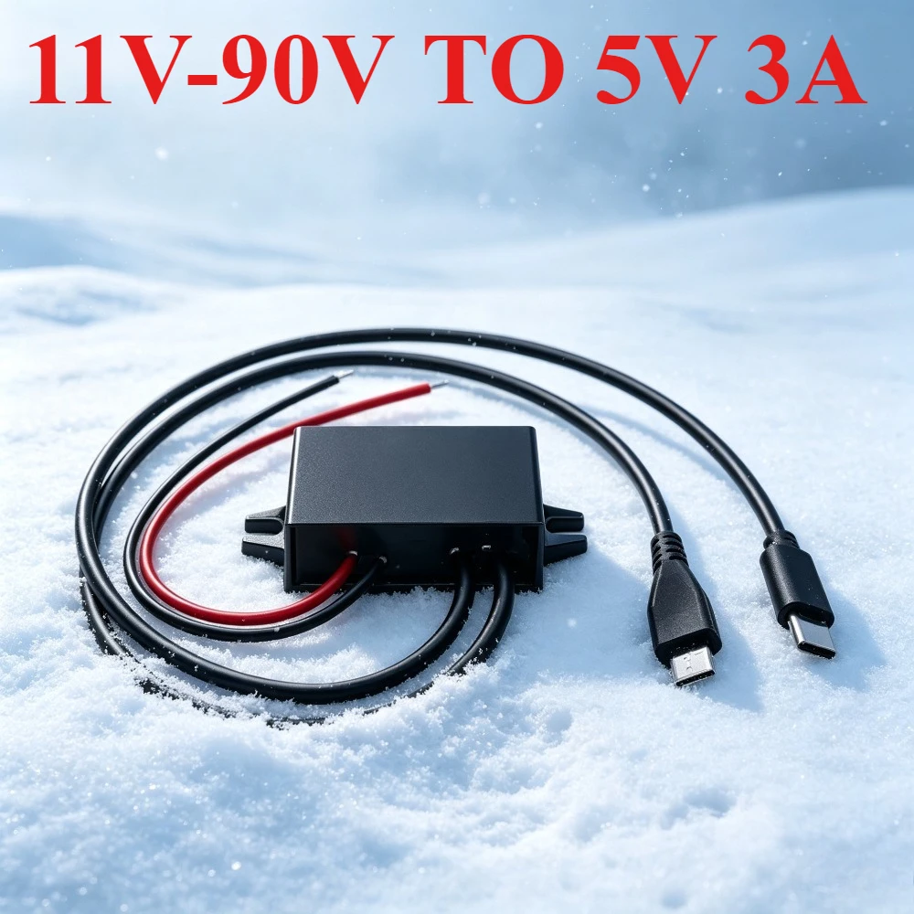 12V 24V 36V 48V 60V 72V to 5V 3A 15W DC DC 8-85V to 5V USB Converter with Type C and micro USB Output Power Adapter Converter