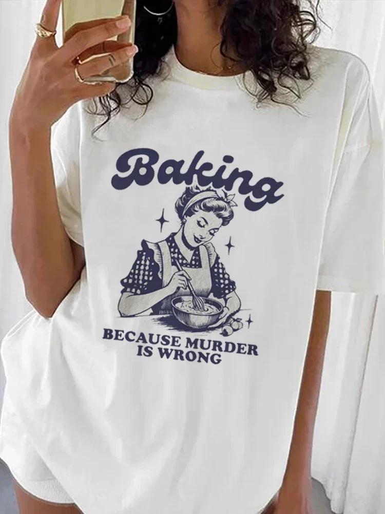 Baking Because Murder Is Wrong Tshirts Funny Women Sweatshirt, Retro Sweatshirt, Vintage Shirt, Womens Sweatshirt, Cooking Sweat