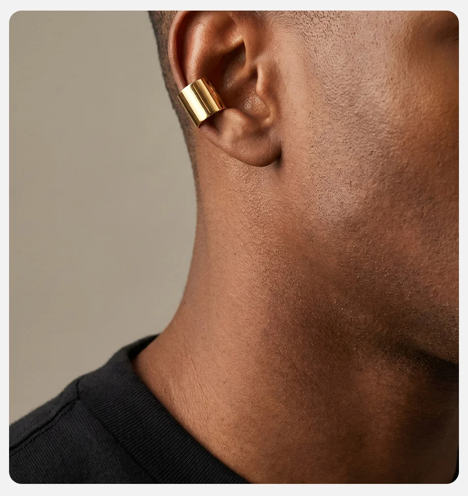 Vnox 6/12mm Breite Polierter Edelstahl Ohrklemme, Nicht-Durchstechende Knorpel-Clip-Ohrringe Ohrschmuck Punk-Geschenke für Männer Frauen – Detail 4