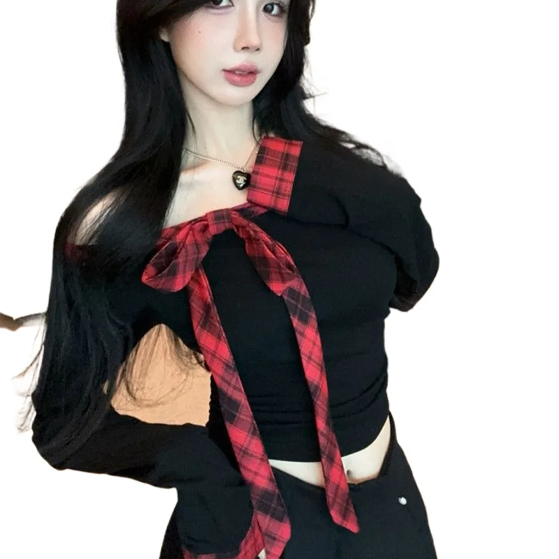 

Fall New Pure Desire Style Spice Girl Short Long-sleeved T-shirt Female Slim and Thin Versatile Design Bottoming Shirt Top 2026