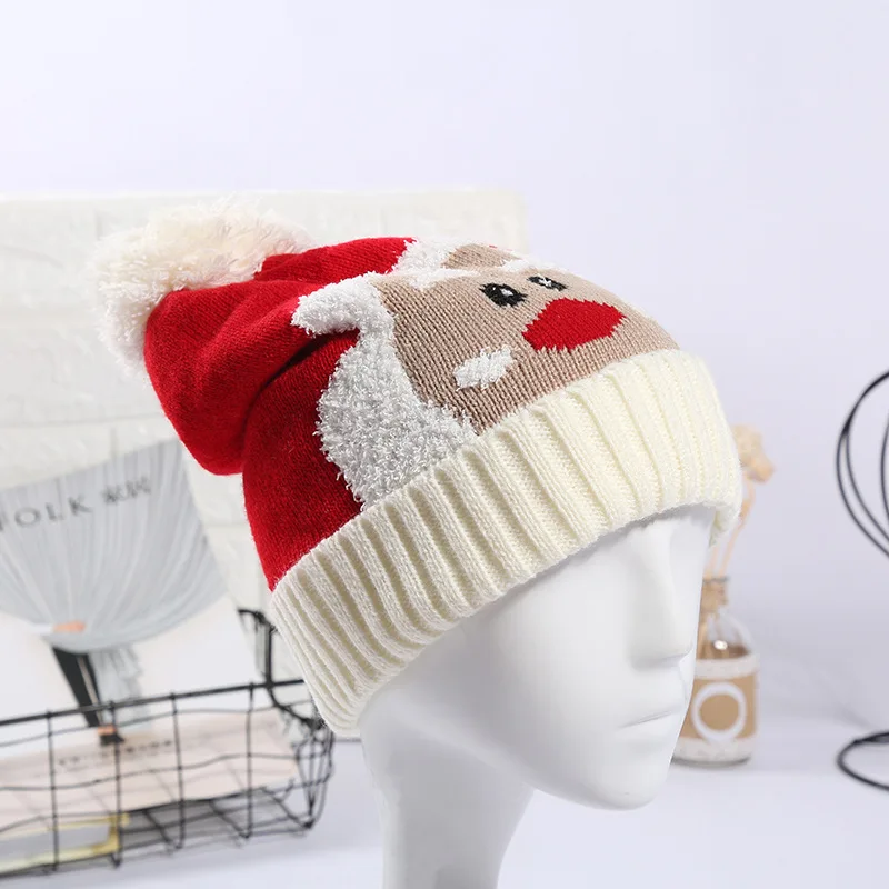 Suefunskry Kids Christmas Beanie Caps Soft Winter Warm Knit Hats Toddler Skull Caps for Boys Girls