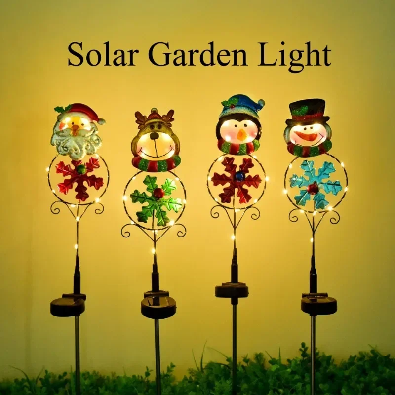 LED Snowman Solar Garden Light Outdoor Ground Stake Light Solar Powered Xmas Pathway Lights for Christmas Lawn Yard Decoration