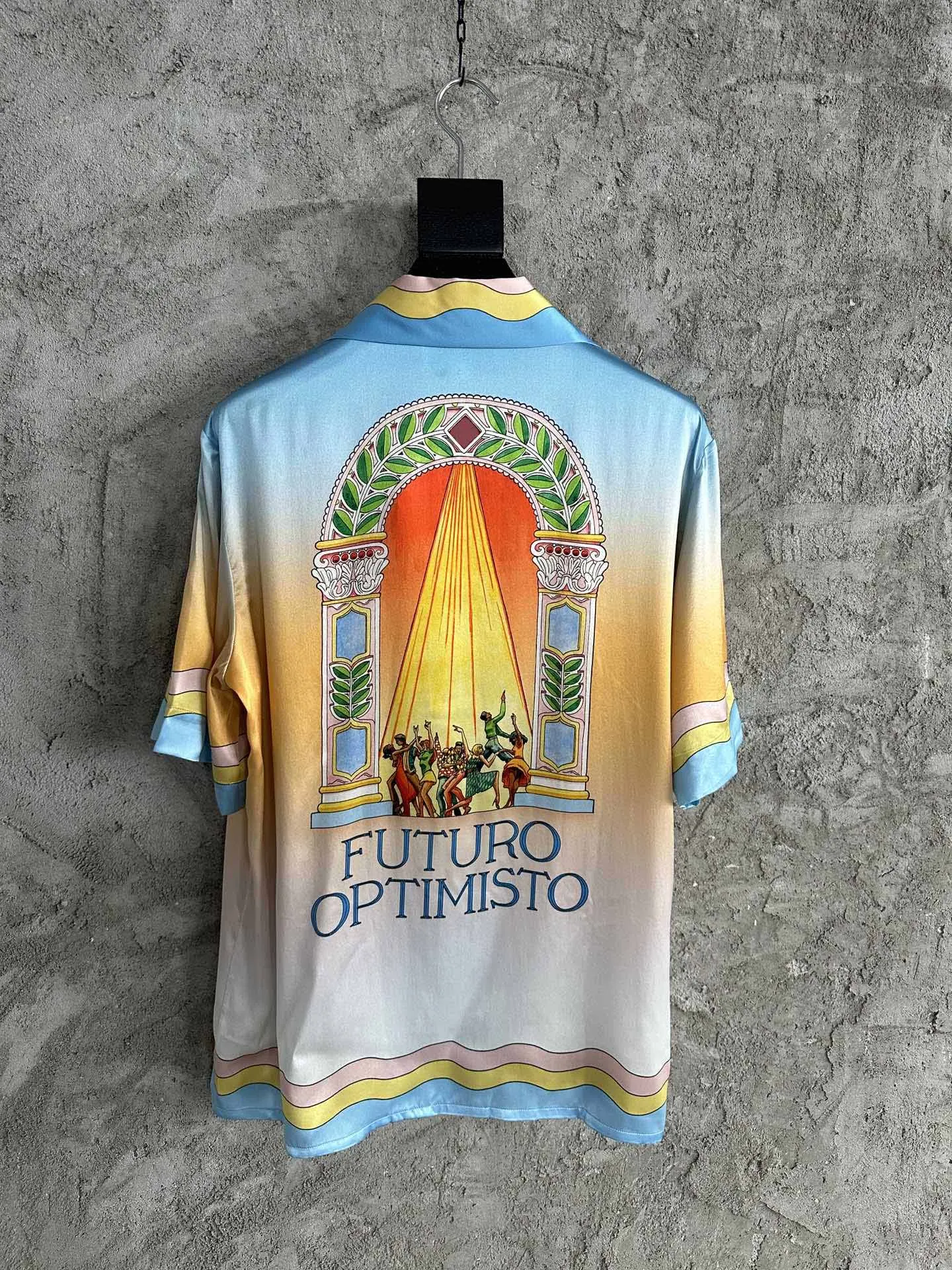 2025ss Casinoblank Marokko Parijs Geprint Dames Heren Echt Zijden Korte Mouwen Shirts T-shirt