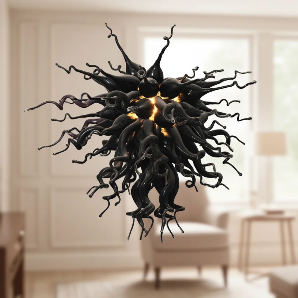 

LONGREE Элегантная черная люстра из дутого стекла ручной работы потолочный светильник