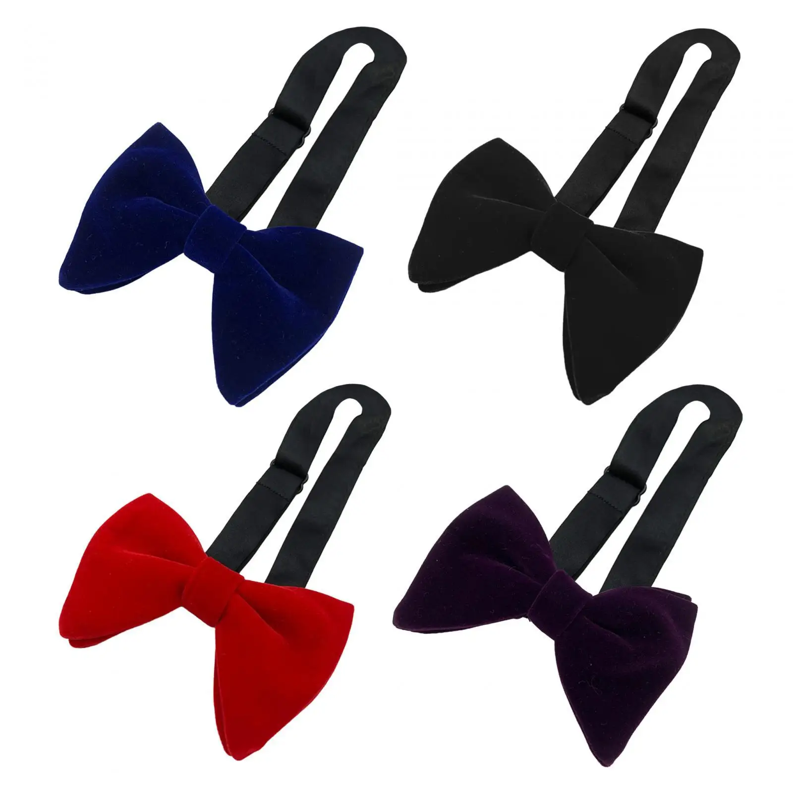 Men's Velvet Bow Tie for Adults Pre Tied Solid Color Oversized Bow Tie Adjustable Bowtie for Party Tuxedo Wedding Business Gift