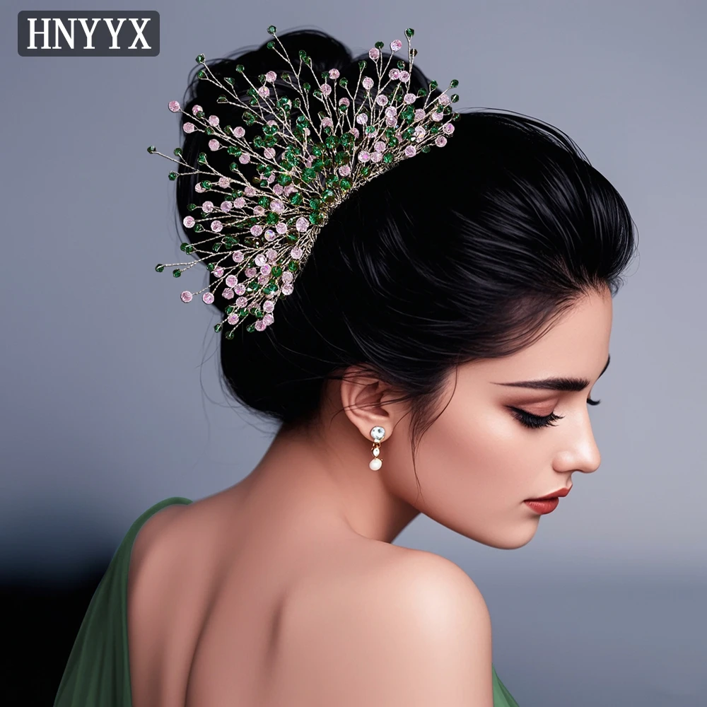 

HNYYX Luxury Crystal Bridal Hair Comb Wedding Tiara Headpiece For Women Sparking Sweet Princess Crown Hair Accessories A326