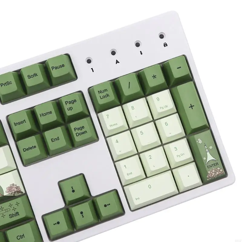 B0KF DIY Keyboard 127 for Key Keycaps Set OEM Matcha PBT Dye Subb for Cherry MX Switc