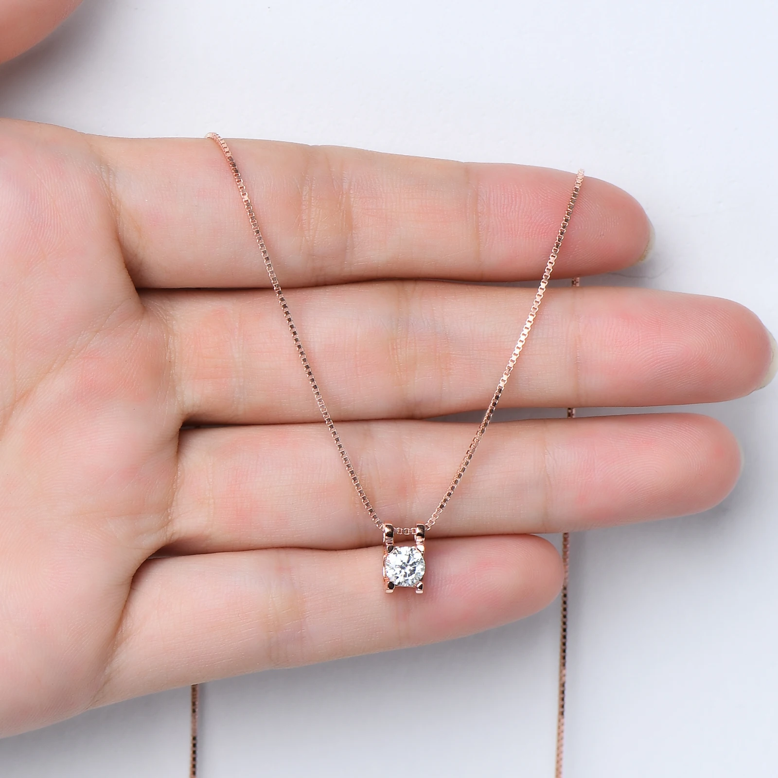 Lnngy 0.5CT Moissanite Diamond Necklace For Women Original Certified 925 Sterling Silver Box Chain Necklaces Moissanites Jewelry