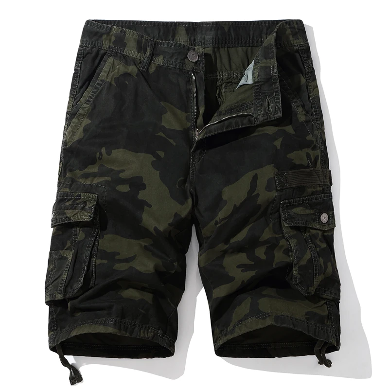 CamSolomon-Short cargo multi-poches pour homme, salopette d'été, pantalon court, coton, confortable, extérieur, sport décontracté, grande taille