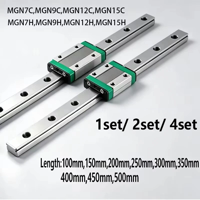 1 Linear Guide+1 Carriage 3D Printer Part CNC MGN7C MGN9C MGN12C MGN15C Miniature Linear Rail Slide MGN7H MGN9H MGN12H MGN15H