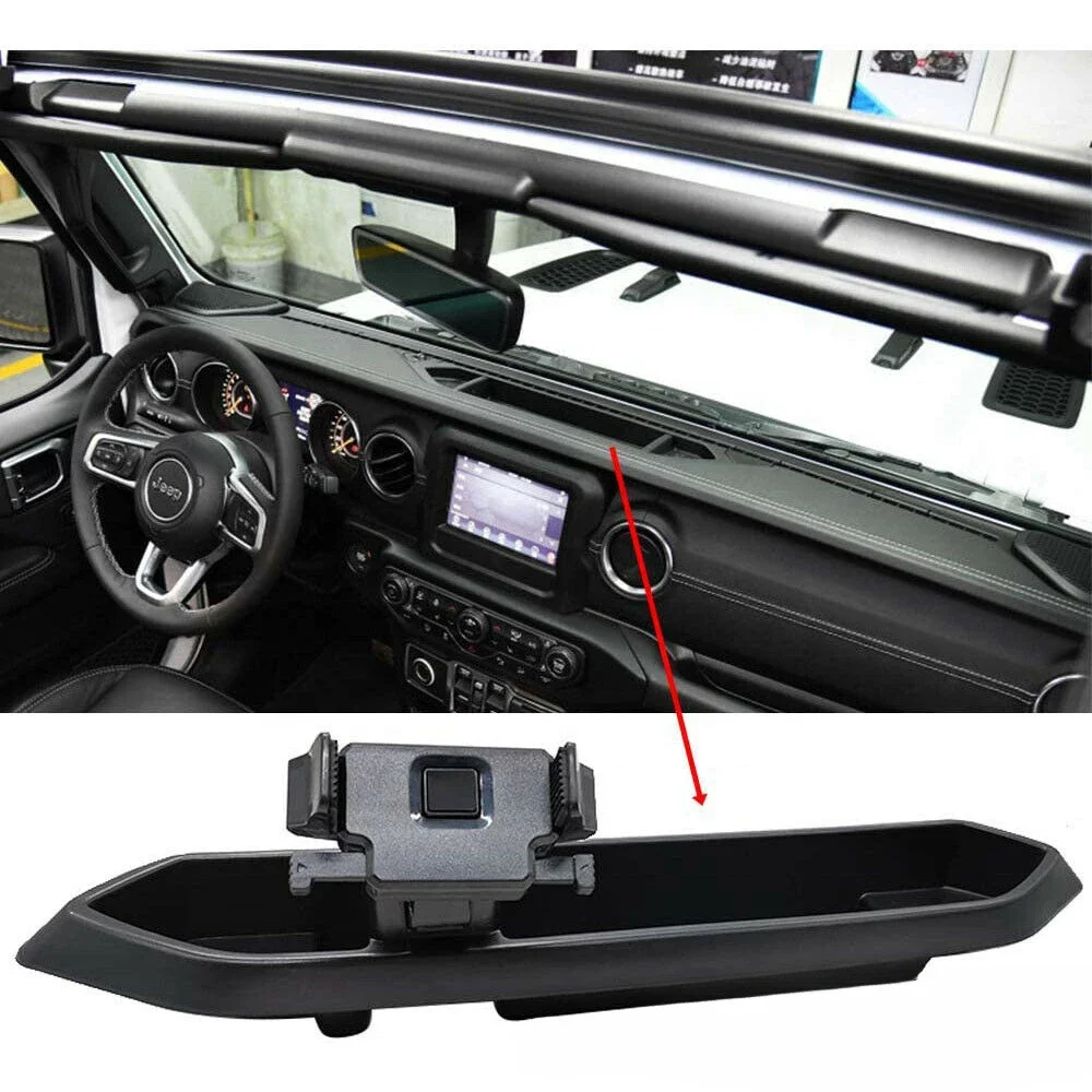 Suitable for 18-23JEEP Jeep JL Wrangler Mobile Phone Holder Modified Front Storage Box Shelf