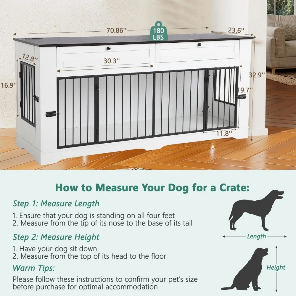 بيت كلب مزدوج خشبي قوي مع مساحة تخزين للكلاب متوسطة الحجم #4