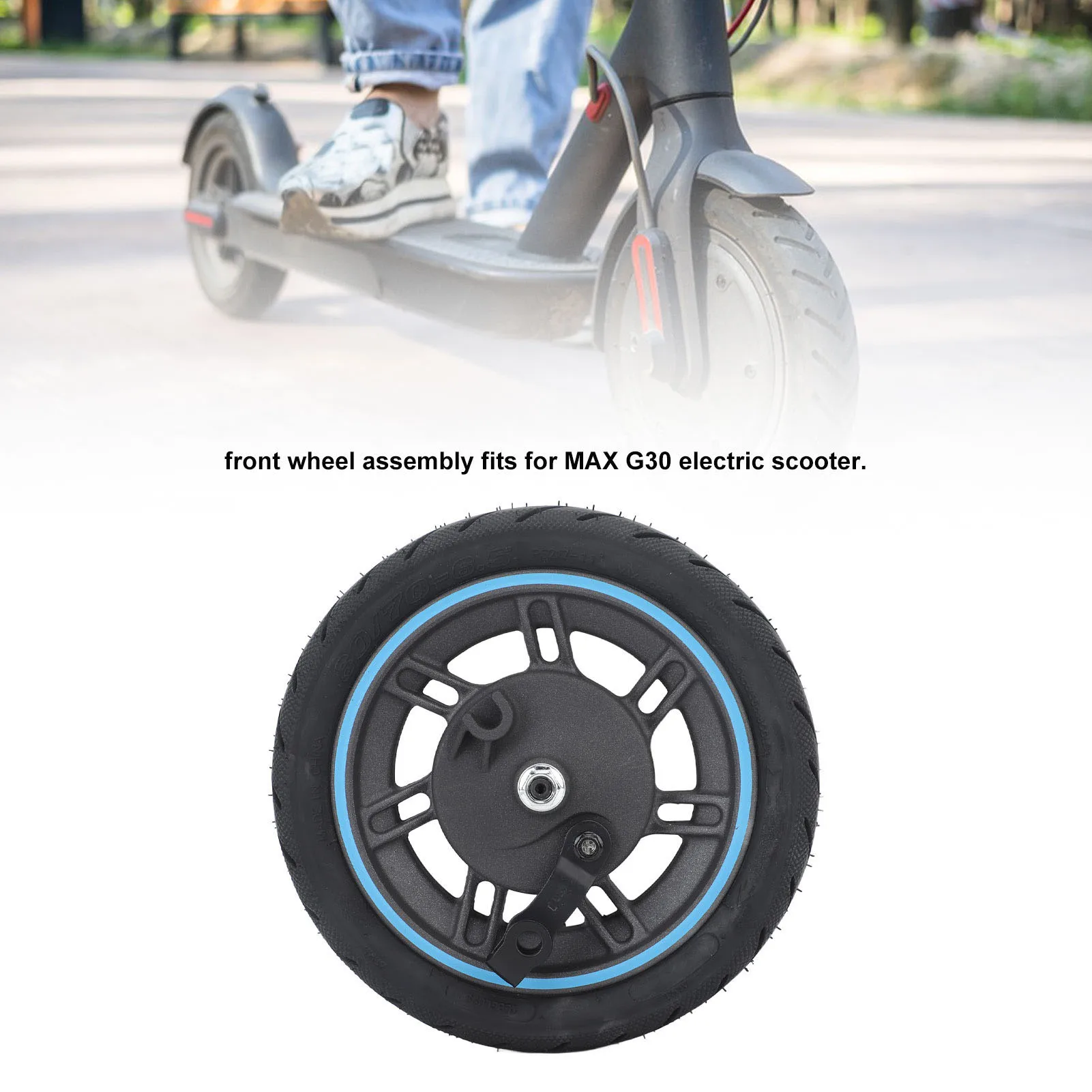 

Electric Scooter Front Wheel Resistant Replacement Front Vacuum Wheels Rubber Aluminum Alloy Anti Skid for MAX G30D