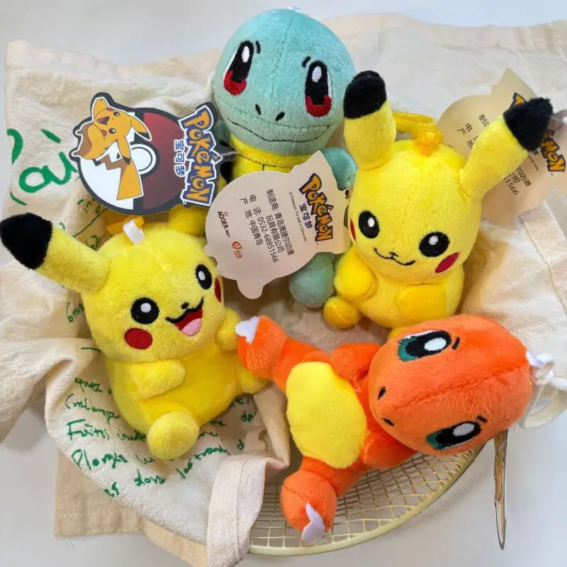 Pokemon Plush Keychain Action Figure Pikachu Key Chain Psyduck Bulbasaur Keyring Backpack Decoration Plushies Christmas Gift