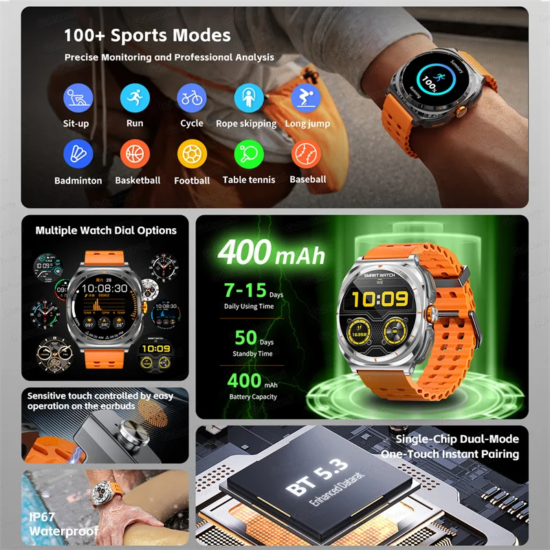 ساعة جديدة 7 موسيقى بلوتوث دعوة Smartwatch الرجال معدل ضربات القلب مقاوم للماء الرياضة الساعات الذكية في سماعات بلوتوث ل Xiaomi IOS