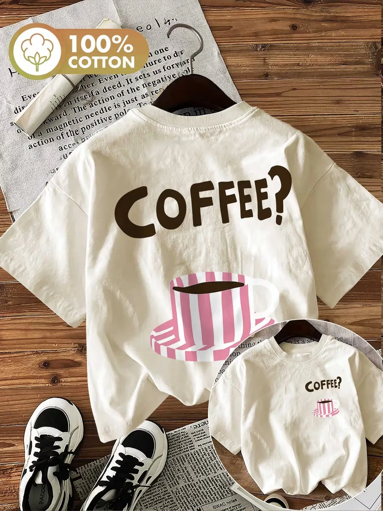 Grafisches T-Shirt für Kaffeeliebhaberinnen, 100 % Baumwolle, lässiges Damen-T-Shirt, weiches Rundhals-Kurzarm-Oberteil, lustiges T-Shirt für den Sommer, weiblich – Detail 6