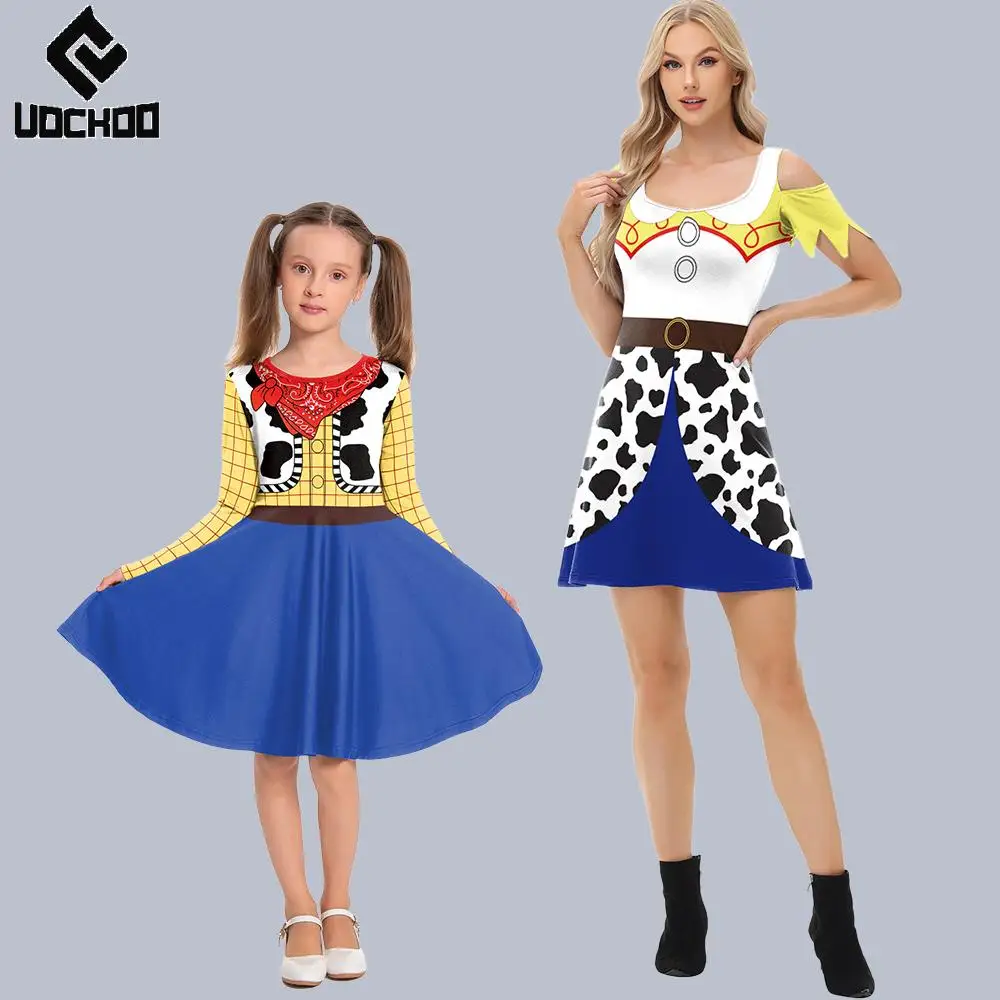 

Child Cowboy Doll Dress Halloween Cosplay Costume Anime Movie Dress Kid Day of The Dead Top Women Carnival Party Wearing