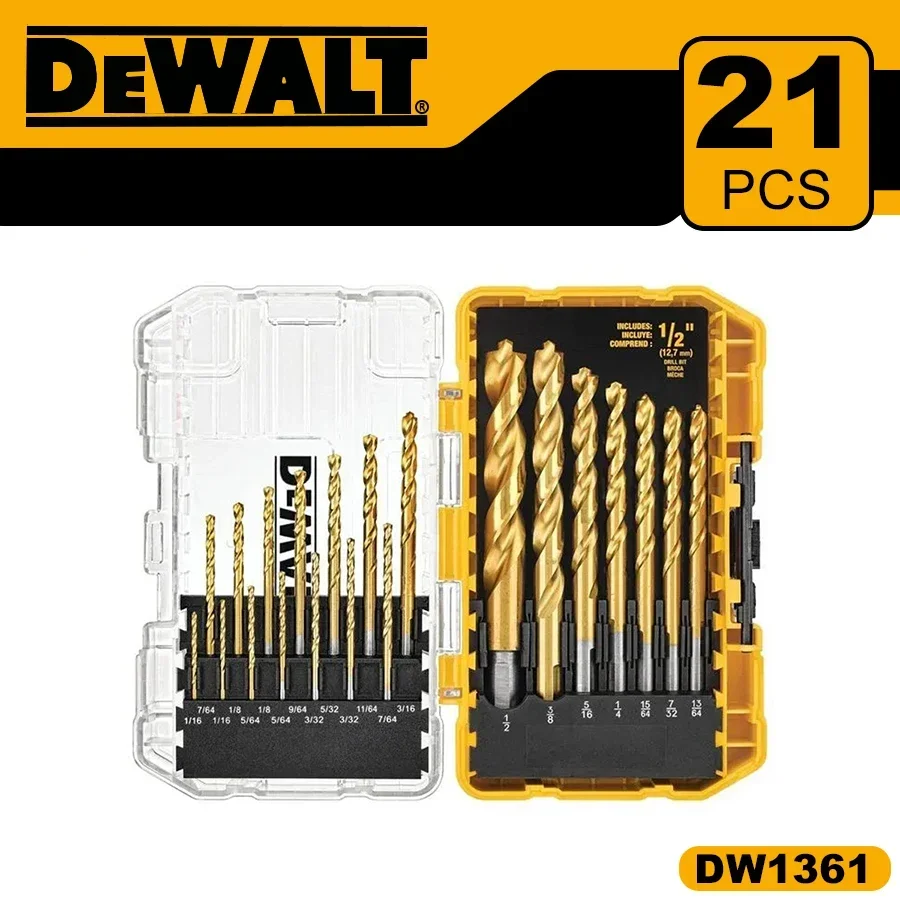 DEWALT DW1361 21PCS Drill Bit Set Electric Drill Bit Woodworking Twist Drill Power Tool Accessories  tools