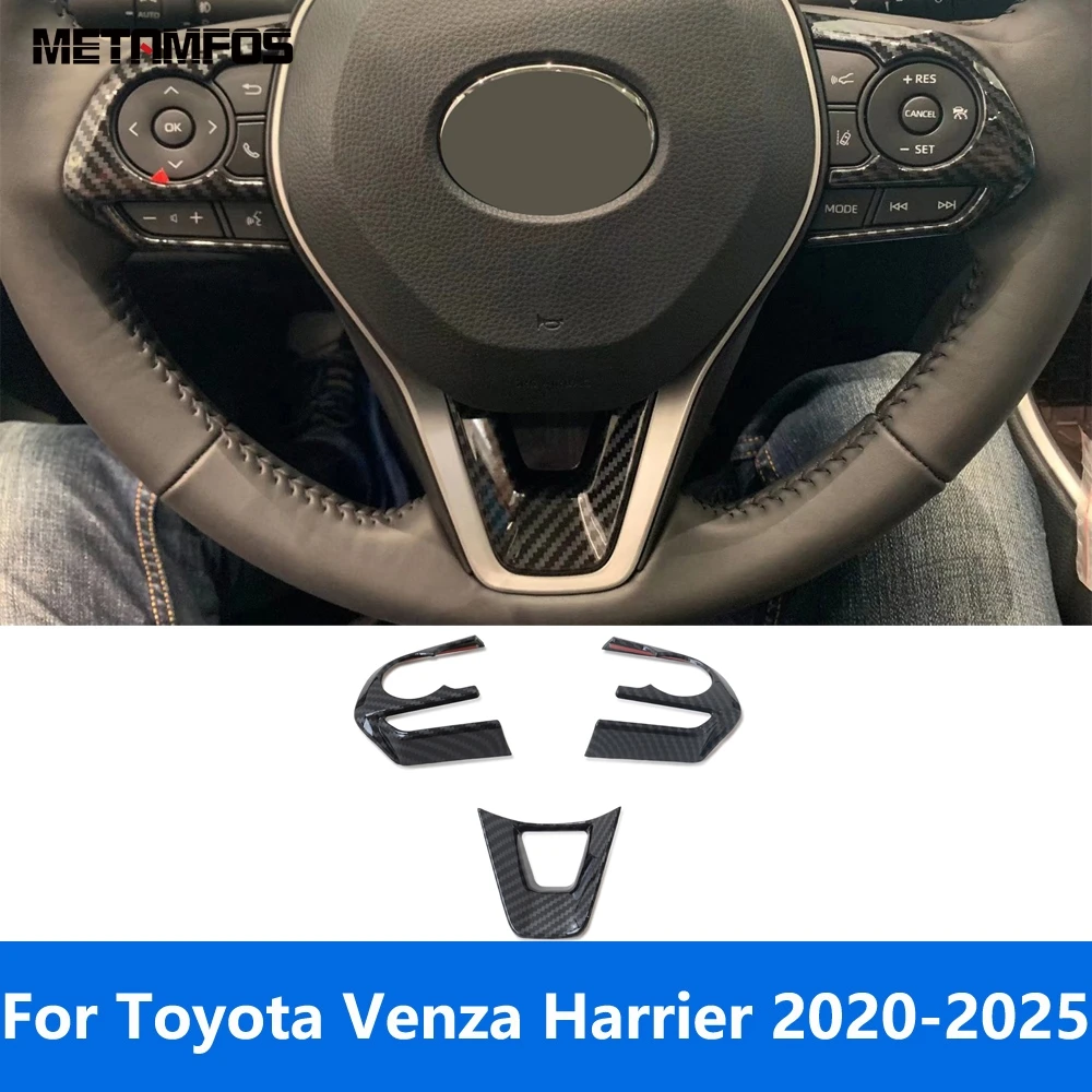 

For Toyota Harrier Venza 2020 2021 2022 2023 2024 2025 Carbon Fiber Steering Wheel Cover Molding Trim Accessories Car Styling