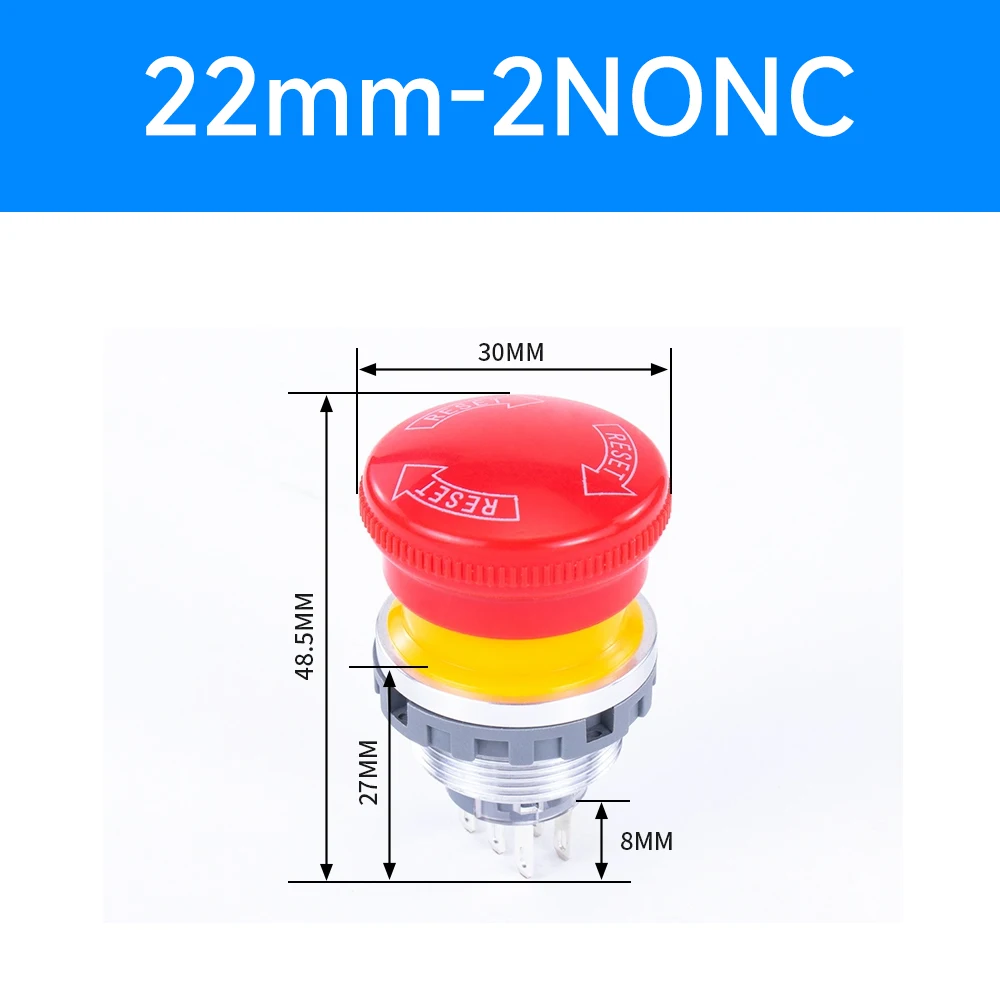 16mm 22mm Ultra Thin Plastic emergency stop button mushroom emergency switch self-locking stop charging pile power outage on off