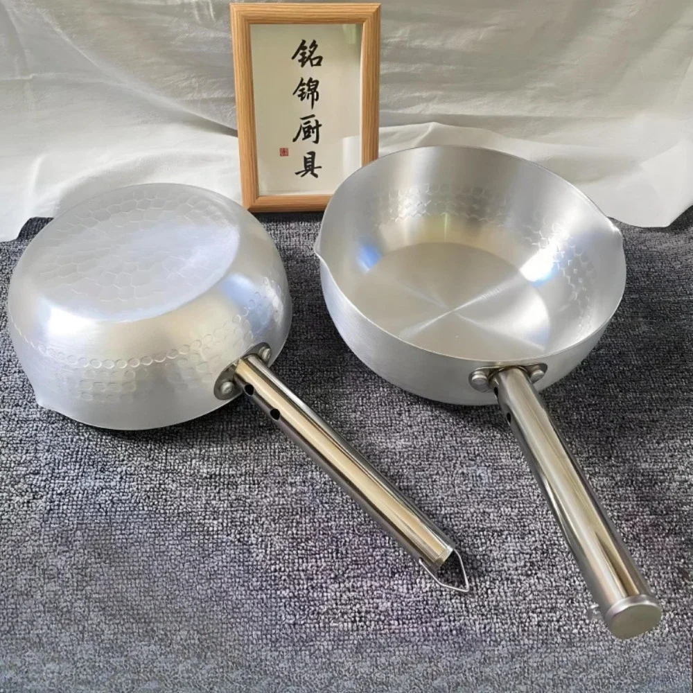 

Non Stick Aluminum Snow Pot Steel Handle Milk Pan Baby Food Noodle Fryer Rapid Heat Conduction Sturdy Durable for Kitchen