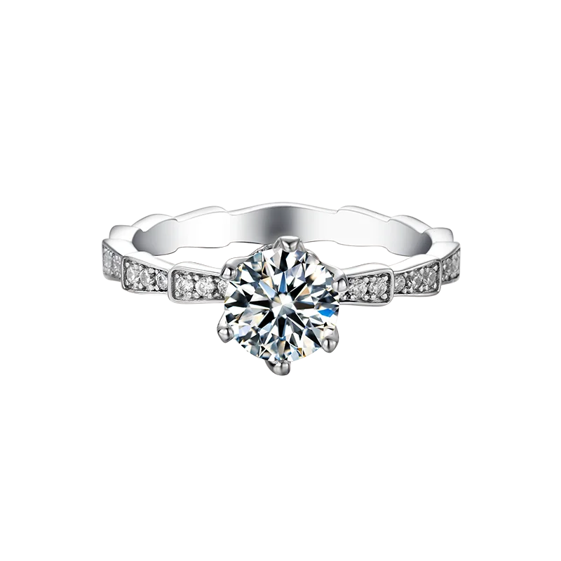 Ladies Rings With Stones 1ct Moissanite Diamond Real Solid 925 Sterling Silver Fine Jewelry Ready To Ship